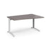 TR10 right hand wave office desk Desking Dams Grey Oak White 1400mm x 990mm