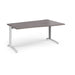 TR10 right hand wave office desk Desking Dams Grey Oak White 1600mm x 990mm