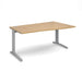 TR10 right hand wave office desk Desking Dams Oak Silver 1600mm x 990mm