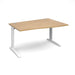 TR10 right hand wave office desk Desking Dams Oak White 1400mm x 990mm