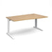 TR10 right hand wave office desk Desking Dams Oak White 1600mm x 990mm