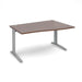 TR10 right hand wave office desk Desking Dams Walnut Silver 1400mm x 990mm