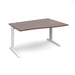 TR10 right hand wave office desk Desking Dams Walnut White 1400mm x 990mm