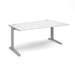 TR10 right hand wave office desk Desking Dams White Silver 1600mm x 990mm