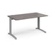 TR10 straight office desk Desking Dams Grey Oak Silver 1400mm x 800mm