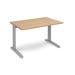 TR10 straight office desk Desking Dams Oak Silver 1200mm x 800mm