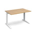 TR10 straight office desk Desking Dams Oak White 1200mm x 800mm