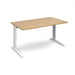 TR10 straight office desk Desking Dams Oak White 1400mm x 800mm