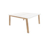 Vital Plus 300 Bench Desk - Wooden Leg BENCH DESKS Actiu White/Chestnut 1400mm x 1600mm None