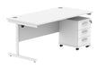 Workwise Single Upright Rectangular Desk + 3 Drawer Mobile Under Desk Pedestal Furniture TC GROUP 