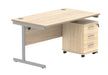 Workwise Single Upright Rectangular Desk + 3 Drawer Mobile Under Desk Pedestal Furniture TC GROUP 