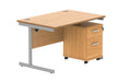 Workwise Single Upright Rectangular Desk + 3 Drawer Mobile Under Desk Pedestal Furniture TC GROUP 