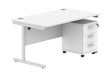 Workwise Single Upright Rectangular Desk + 3 Drawer Mobile Under Desk Pedestal Furniture TC GROUP 