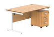 Workwise Single Upright Rectangular Desk + 3 Drawer Mobile Under Desk Pedestal Furniture TC GROUP 