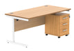 Workwise Single Upright Rectangular Desk + 3 Drawer Mobile Under Desk Pedestal Furniture TC GROUP 