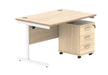 Workwise Single Upright Rectangular Desk + 3 Drawer Mobile Under Desk Pedestal Furniture TC GROUP 